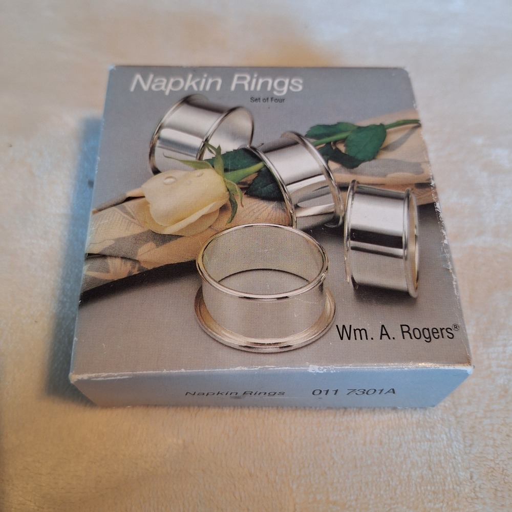 Vintage Napkin Rings Set Of 4 Wm. A Rogers Elegant Silverplated Import By Onieda